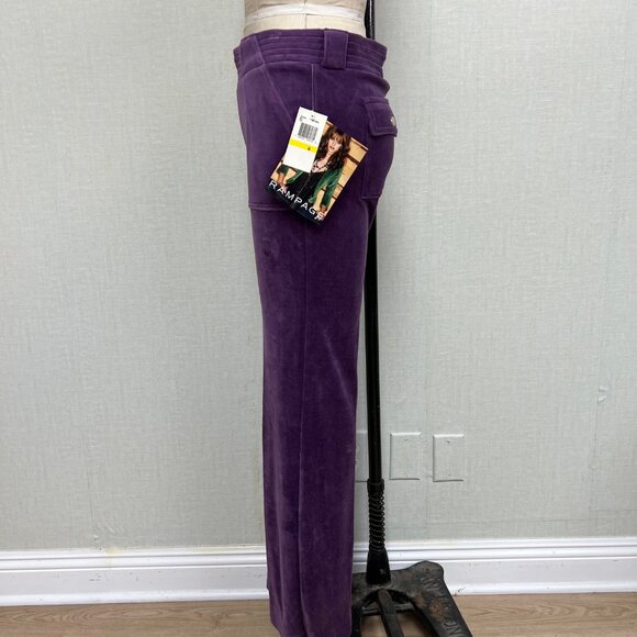 Vintage NWT Deadstock Y2K Rampage Velour Low Rise Track Pants Purple Medium - Picture 3 of 6